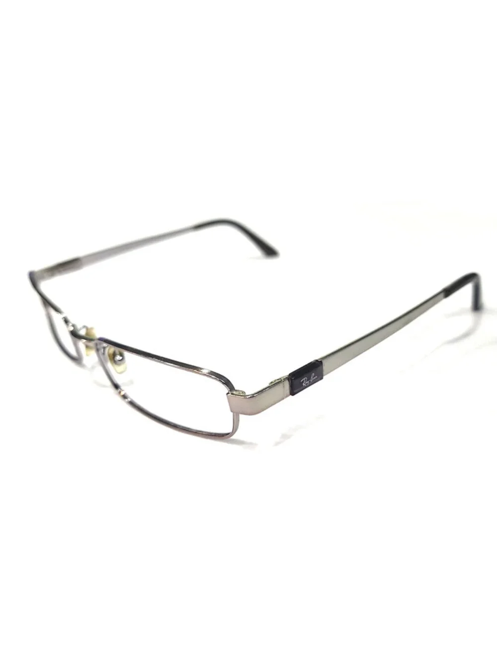 Ray Ban RB6076 2553 Gunmetal Rectangle Eyeglasses 51-19 135 White Tips